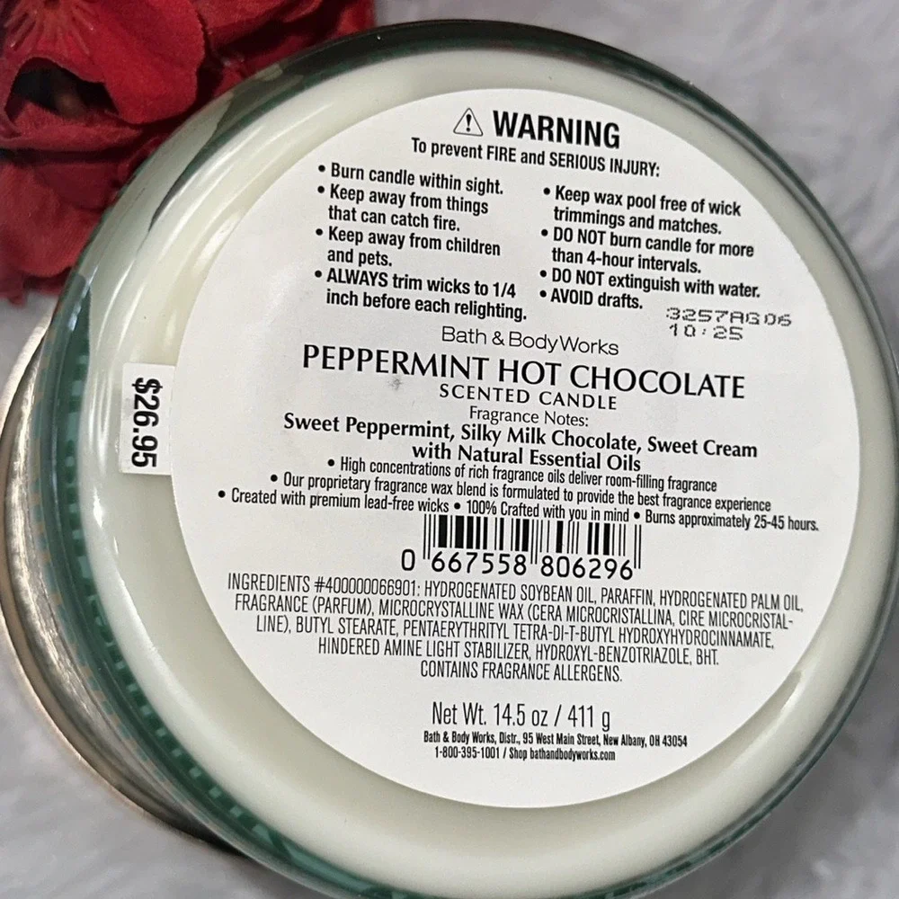 Bath & Body Works Peppermint Hot Chocolate 3-Wick Scented Candle 14.5 oz New